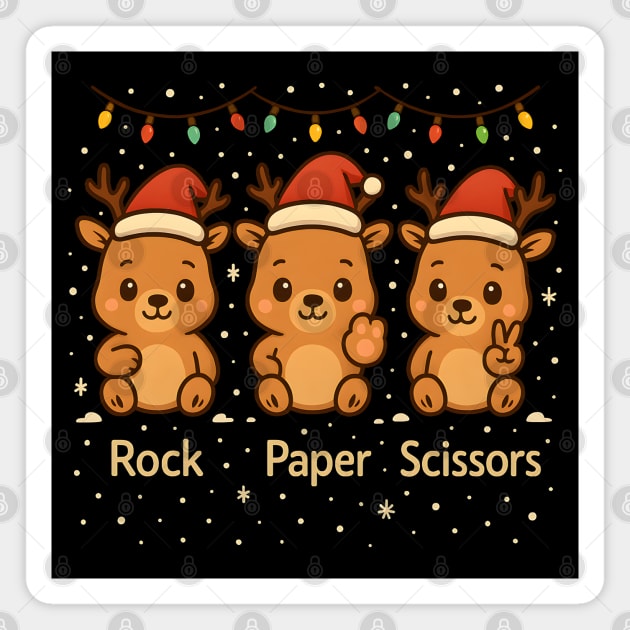 Christmas Reindeer Rock Paper Scissors – Cute Holiday Reindeer Design Magnet by MakerMind8.2
